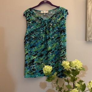 Jones Studio Multi-color Sleeveless Top with Silver Metallics X-Large